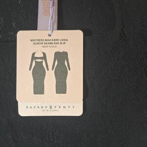 Savage X Fenty Black Lace Long Sleeve Seamless Slip